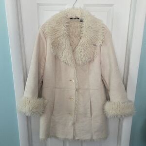 Y2K Penny Lane Faux Suede And Fur Ivory Coat Mix It